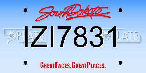 IZI7831 South Dakota License Plate