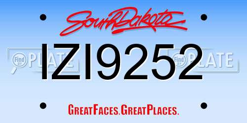 IZI9252 South Dakota License Plate