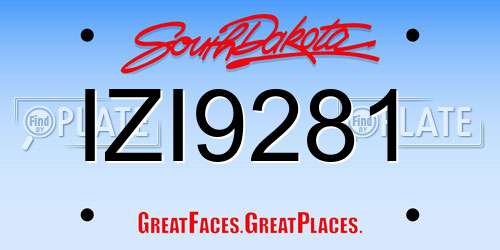 IZI9281 South Dakota License Plate