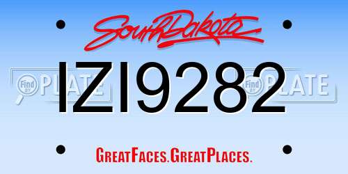IZI9282 South Dakota License Plate
