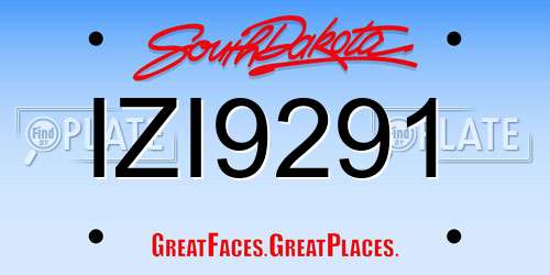 IZI9291 South Dakota License Plate