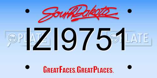 IZI9751 South Dakota License Plate