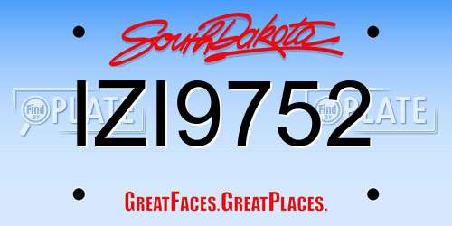 IZI9752 South Dakota License Plate