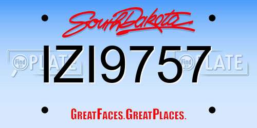 IZI9757 South Dakota License Plate
