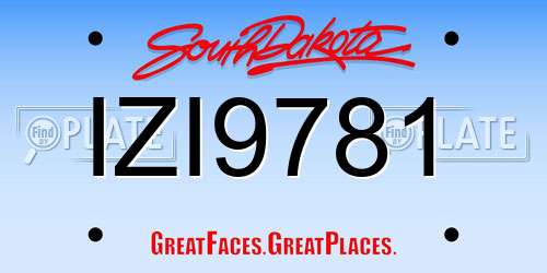 IZI9781 South Dakota License Plate