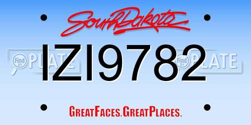 IZI9782 South Dakota License Plate