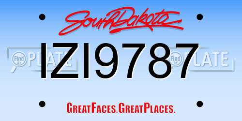 IZI9787 South Dakota License Plate