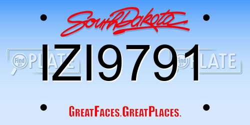 IZI9791 South Dakota License Plate