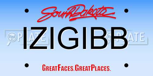 IZIGIBB South Dakota License Plate