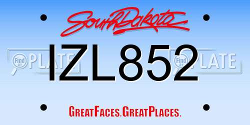 IZL852 South Dakota License Plate
