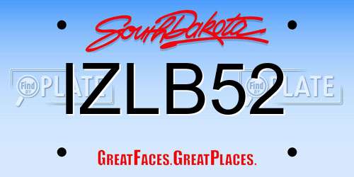 IZLB52 South Dakota License Plate
