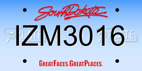 IZM3016 South Dakota License Plate