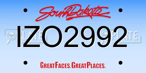 IZO2992 South Dakota License Plate
