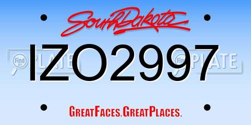 IZO2997 South Dakota License Plate