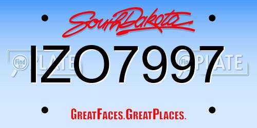 IZO7997 South Dakota License Plate