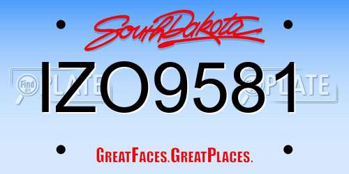 IZO9581 South Dakota License Plate