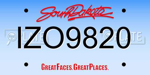 IZO9820 South Dakota License Plate