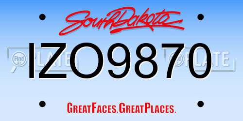 IZO9870 South Dakota License Plate