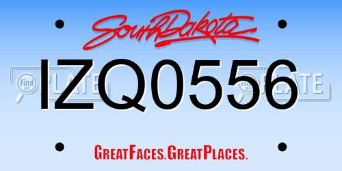 IZQ0556 South Dakota License Plate
