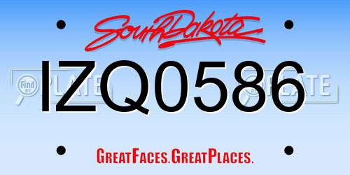 IZQ0586 South Dakota License Plate
