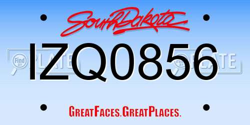 IZQ0856 South Dakota License Plate