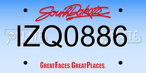 IZQ0886 South Dakota License Plate