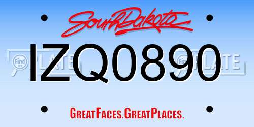 IZQ0890 South Dakota License Plate