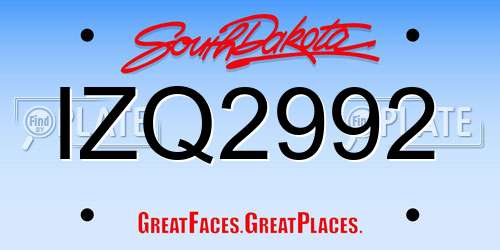 IZQ2992 South Dakota License Plate