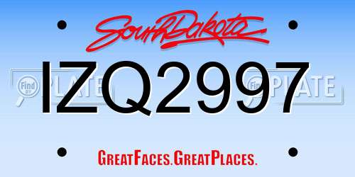 IZQ2997 South Dakota License Plate
