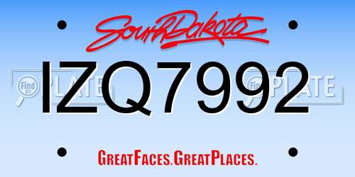 IZQ7992 South Dakota License Plate