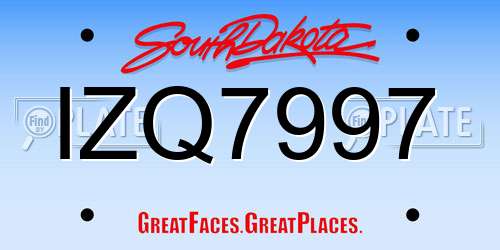 IZQ7997 South Dakota License Plate