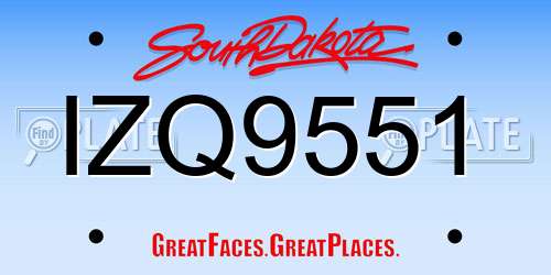 IZQ9551 South Dakota License Plate