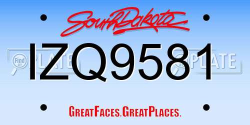 IZQ9581 South Dakota License Plate
