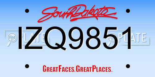 IZQ9851 South Dakota License Plate