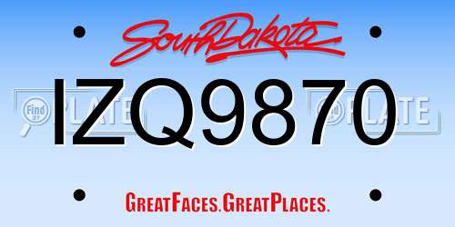 IZQ9870 South Dakota License Plate