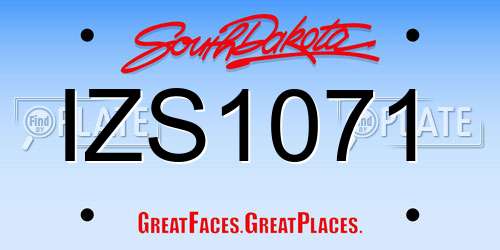 IZS1071 South Dakota License Plate