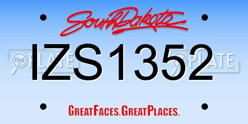 IZS1352 South Dakota License Plate