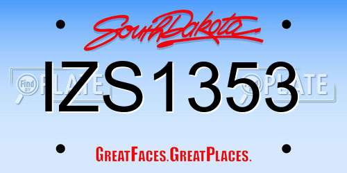 IZS1353 South Dakota License Plate