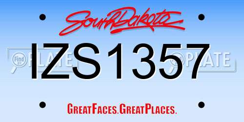 IZS1357 South Dakota License Plate