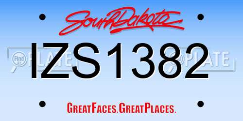 IZS1382 South Dakota License Plate