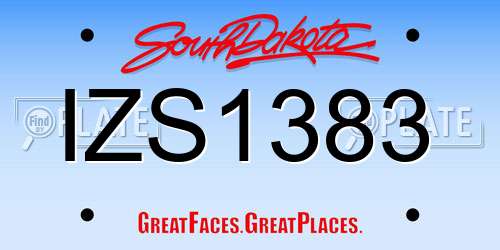 IZS1383 South Dakota License Plate