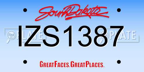 IZS1387 South Dakota License Plate