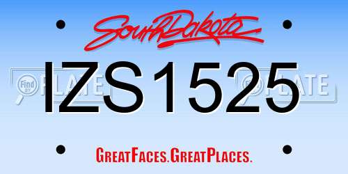 IZS1525 South Dakota License Plate