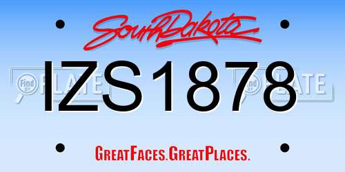 IZS1878 South Dakota License Plate