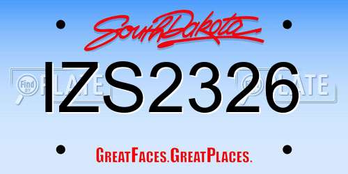 IZS2326 South Dakota License Plate