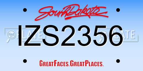 IZS2356 South Dakota License Plate
