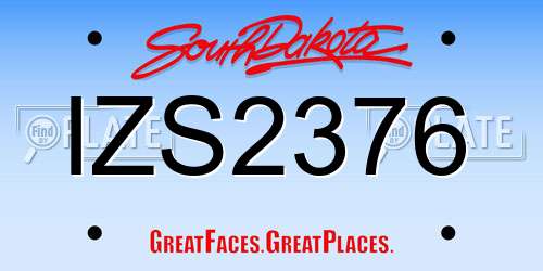 IZS2376 South Dakota License Plate