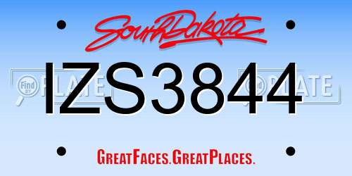IZS3844 South Dakota License Plate