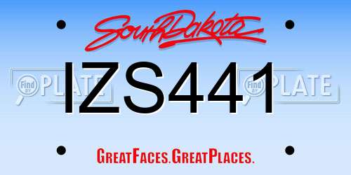 IZS441 South Dakota License Plate