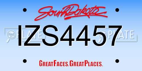 IZS4457 South Dakota License Plate